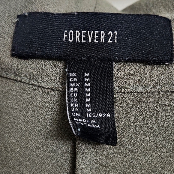 Forever 21 Olive Green Women's Open Front Lightweight Shacket Jacket - Picture 2 of 6